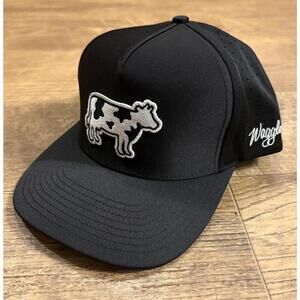 Waggle Golf Hat Cap Snapback Black White Legendairy Dairy Cow Legend Adjustabld